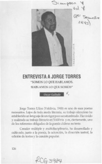 Entrevista a Jorge Torres  [artículo] Oscar Galindo.