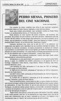 Pedro Sienna, pionero del cine nacional  [artículo] José Vargas Badilla.