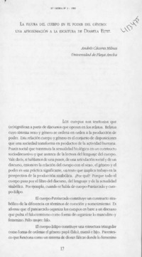 La figura del cuerpo en el poder del género, una aproximación a la escritura de Diamela Eltit  [artículo] Andrés Cáceres Milnes