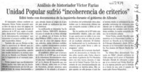 Unidad popular sufrió "incoherencia de criterios"  [artículo]