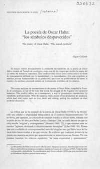 La poesía de Oscar Hahn "Los símbolos despavoridos"  [artículo] Oscar Galindo