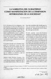 La narrativa del subalterno como manifestación de la dimensión heterogenea de la sociedad  [artículo] Ana Gavilanes Bravo