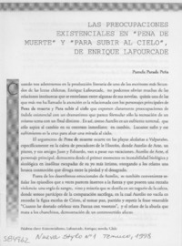 Las preocupaciones existenciales en "Pena de muerte" y "Para subir al cielo", de Enrique Lafourcade  [artículo] Pamela Peña Parada