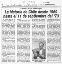 La historia de Chile desde 1969 hasta el 11 de septiembre del '73  [artículo]