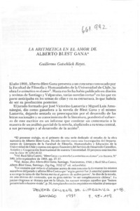 La aritmética en el amor de Alberto Blest Gana  [artículo] Guillermo Gotschlich Reyes.