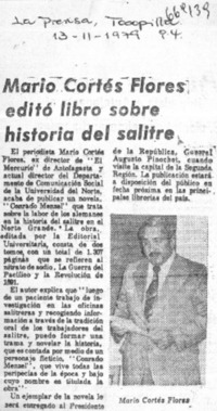 Mario Cortés Flores editó libro sobre historia del salitre.  [artículo]