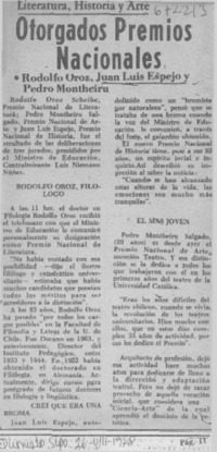 Otorgados premios nacionales.