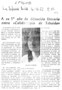 A su 5° año de difunción literaria entra "Calidoscopio, de tebaida".