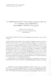 La performance de los Juegos Florales de 1914 y la inadecuada presencia de Gabriela Mistral en ellos