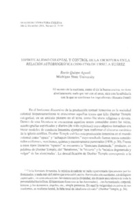 Espiritualidad colonial y control de la escritura en la Relación autobiográfica (1650-1730) de Úrsula Suárez