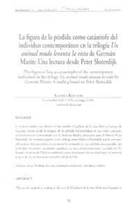 La figura de la pérdida como catástrofe del individuo contemporáneo en la trilogía Un animal mudo levanta la vista