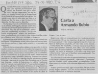 Carta a Armando Rubio