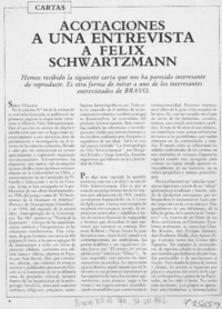 Acotaciones a una entrevista a Félix Schwartzmann