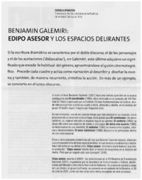 Benjamín Galemiri: Edipo Asesor y los espacios delirantes