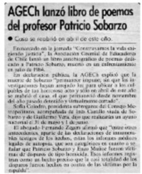 AGECH lanzó libro de poemas del profesor Patricio Sobarzo