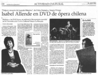 Isabel Allende en DVD de ópera chilena