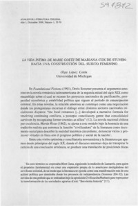 La vida íntima de Marie Goetz de Mariana Cox de Stuven, hacia una contrucción del sujeto femenino  [artículo] Olga López Cotín
