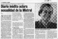 Diario inédito aclara sexualidad de la Mistral  [artículo]