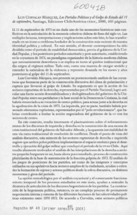 Los partidos políticos y el golpe de estado del 11 de septiembre  [artículo] Claudio Javier Barrientos