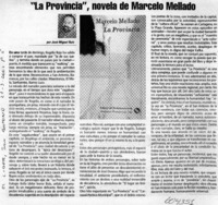 "La Provincia", novela de Marcelo Mellado  <artículo> José Miguel Ruiz