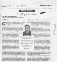 Ha llegado carta  [artículo] Javier Aspurúa