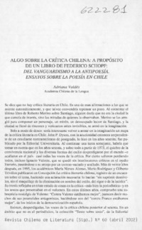 Algo sobre la crítica chilena, a propósito de un libro de Federico Schopf, Del vanguardismo a la antipoesía, ensayos sobre la poesía de Chile