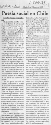Poesía social en Chile  [artículo] Marino Muñoz Lagos