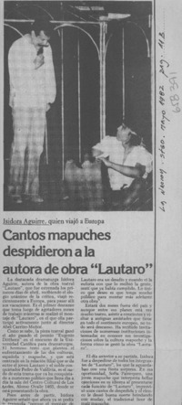 Cantos mapuches despidieron a la autora de obra "Lautaro".  [artículo]