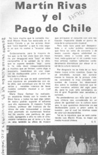 Martín Rivas y el pago de Chile