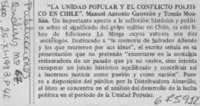 La unidad popular y el conflicto político en Chile".