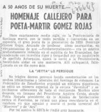 Homenaje callejero para poeta-martir Gómes Rojas.