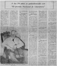 A los 79 años es galardoneado con "El Premio Nacional de Literatura" [entrevista]