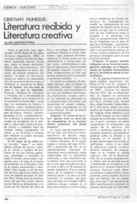 Literatura recibida y lieratura creativa : [Entrevista]