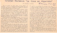 Cristián Huneeus, "La casa en Algarrobo"