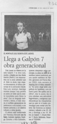 Llega a Galpón 7 obra generacional.