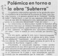 Polémica en torno a la obra "Subterra".