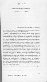 En los funerales de Oreste Plath  [artículo] Ernesto Livavic Gazzano.