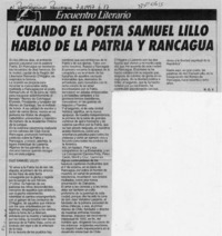 Cuando el poeta Samuel Lillo habló de la patria y Rancagua  [artículo] H. G. V.