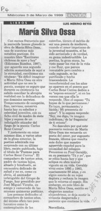 María Silva Ossa  [artículo] Luis Merino Reyes.