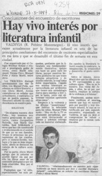 Hay vivo interés por literatura infantil  [artículo] R. Poblete Montenegro.