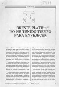 Oreste Plath, "No he tenido tiempo para envejecer"  [artículo].