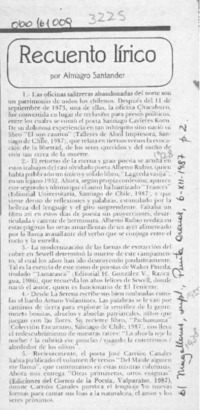 Recuento lírico  [artículo] Almagro Santander.