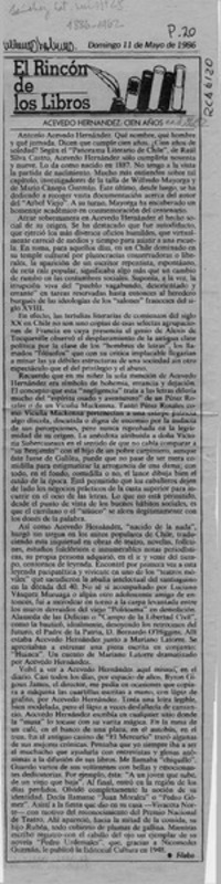 Acevedo Hernández, cien años  [artículo] Filebo.