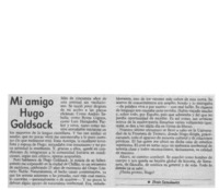 Mi amigo Hugo Goldsack  [artículo] Efraín Szmulewicz.