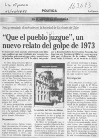 "Que el pueblo juzgue", un nuevo relato del golpe de 1973  [artículo].