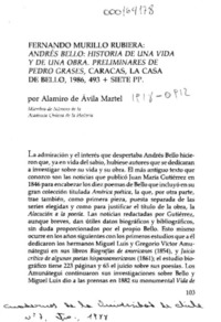 Fernando Murillo Rubiera, Andrés Bello, historia de una vida y de una obra, preliminares de Pedro Grases