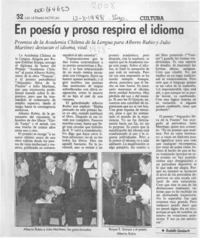 En poesía y prosa respira el idioma  [artículo] Rofolfo Gambetti.