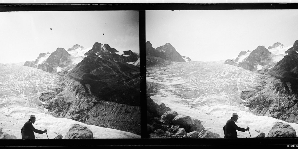 En el glaciar de Trient con papá, Suiza, 1908