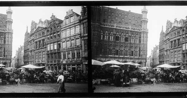 Mercado de flores, Bruselas, Bélgica, agosto 1909