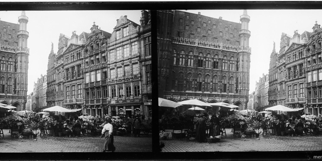 Mercado de flores, Bruselas, Bélgica, agosto 1909